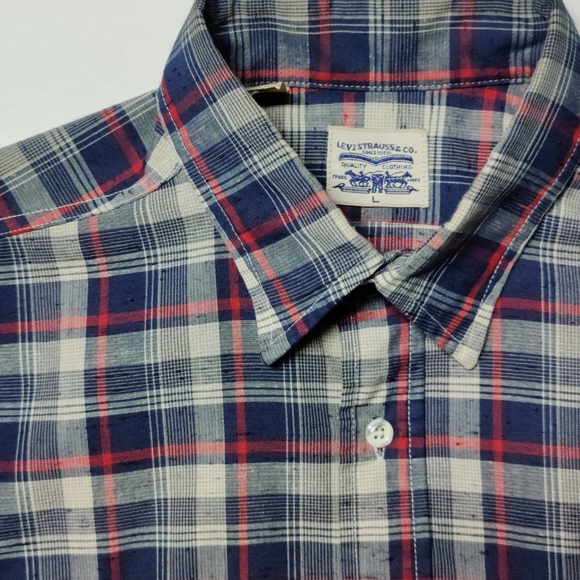 Vintage Levi Plaid Button Down 1970's Men's Large - Picture 1 of 12